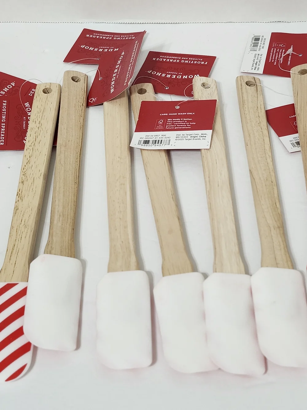 Striped Silicone Spatulas Wood Handles Cooking Baking Gift Baskets Crafts New 12